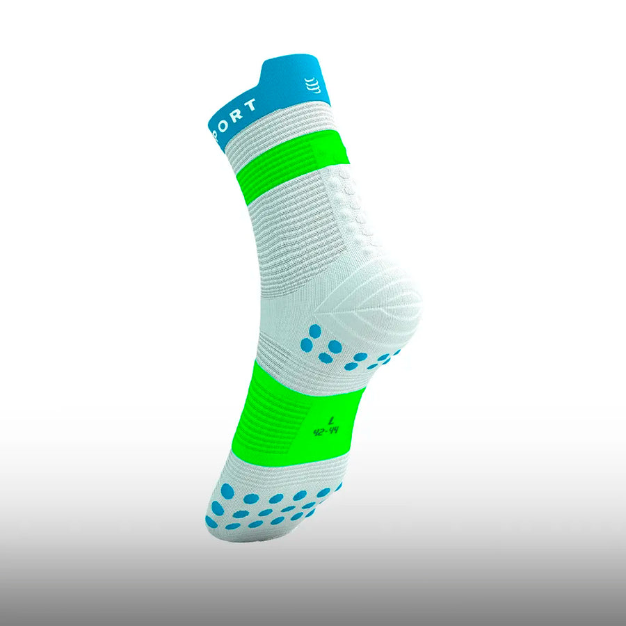 Compressport Pro Racing Socks v4.0 Run High White Norse Blue Neon