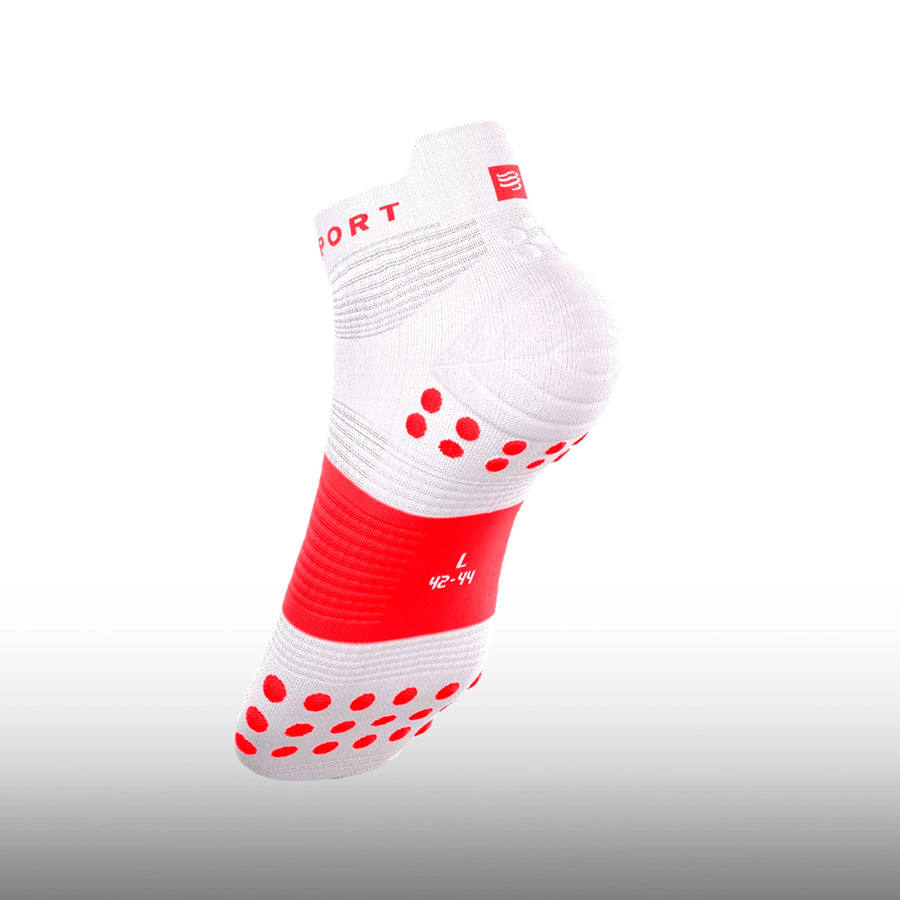 Compressport Pro Racing Socks v4.0 Run Low Ironman 2026 White Neon Red