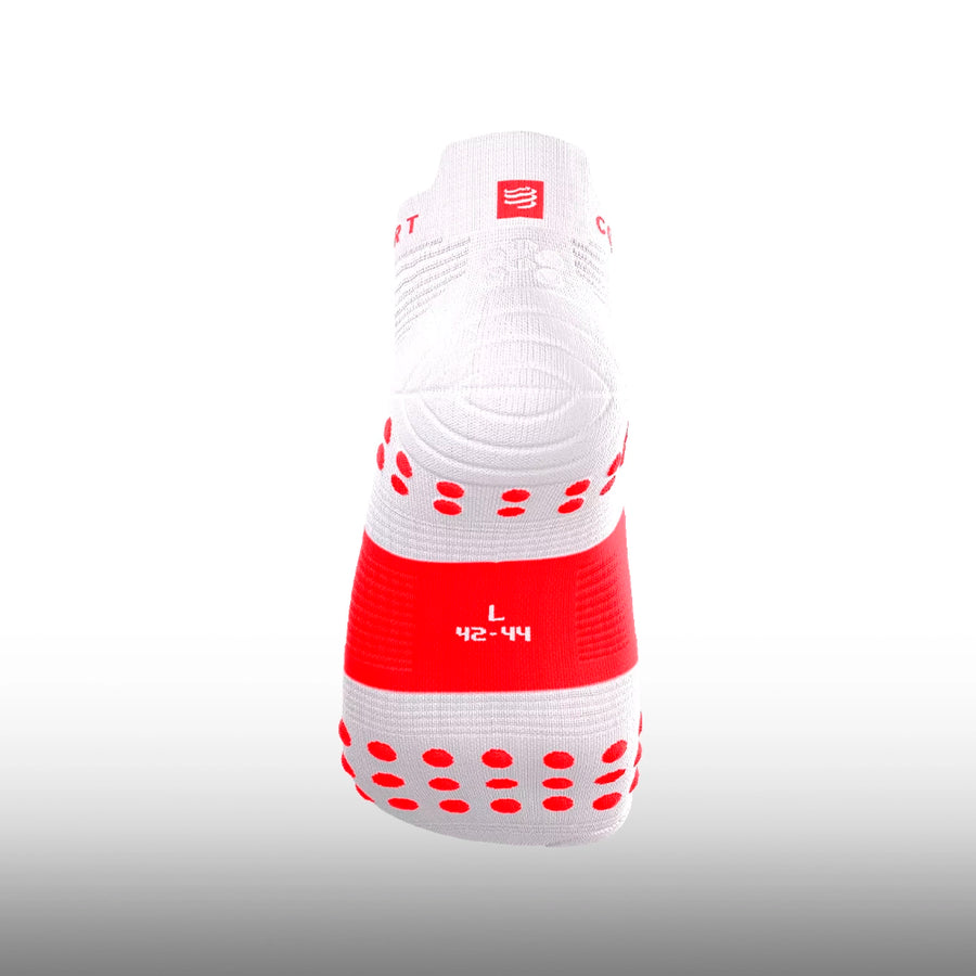 Compressport Pro Racing Socks v4.0 Run Low Ironman 2026 White Neon Red