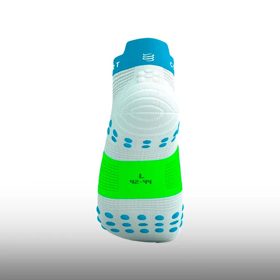 Compressport  Pro Racing Socks v4.0 Run Low White Norse Blue Neon