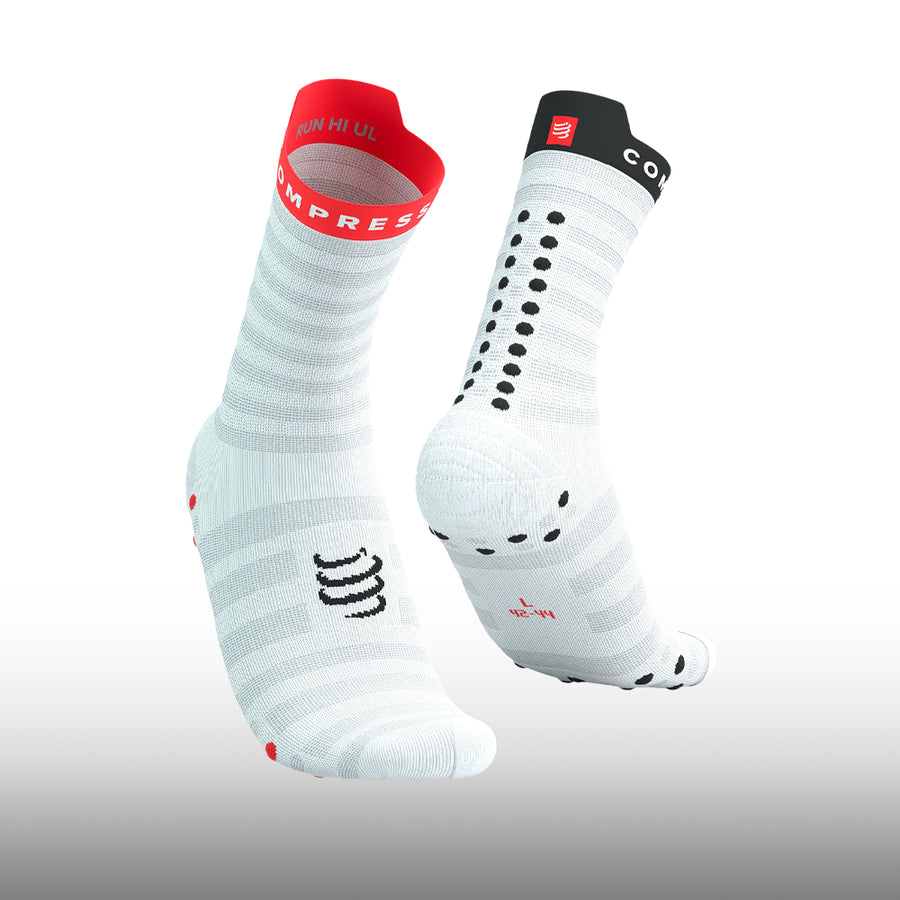 Compressport Pro Racing Socks v4.0 Ultralight Run High White Fluo Red Black