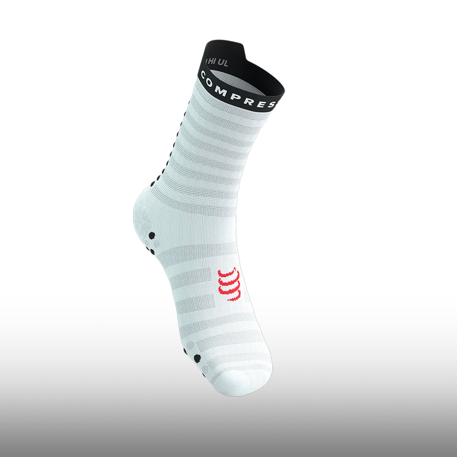 Compressport Pro Racing Socks v4.0 Ultralight Run High White Fluo Red Black