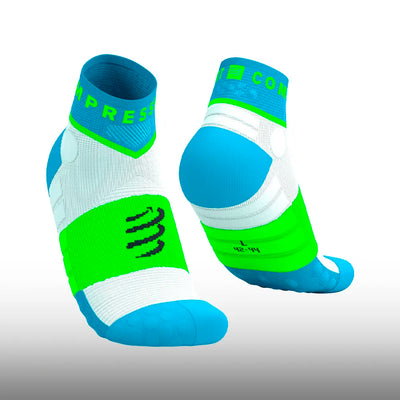 Compressport Ultra Trail Low Socks Norse Blue Neon Green