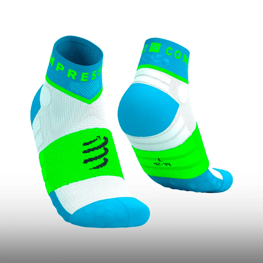 Compressport Ultra Trail Low Socks Norse Blue Neon Green