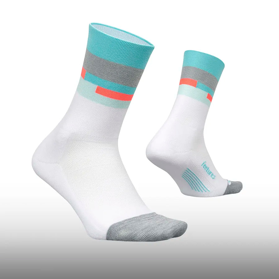 Feetures Elite Light Cushion Mini Crew Aquatic White