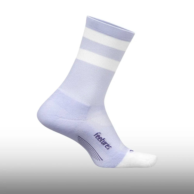 Feetures Elite Light Cushion Mini Crew Lilac High Top Stripe