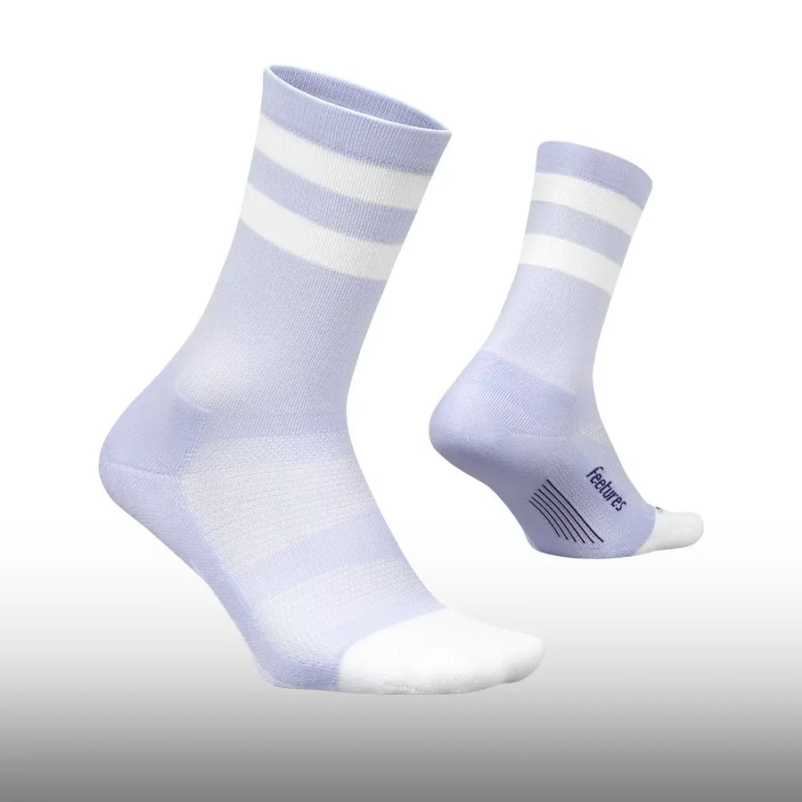 Feetures Elite Light Cushion Mini Crew Lilac High Top Stripe