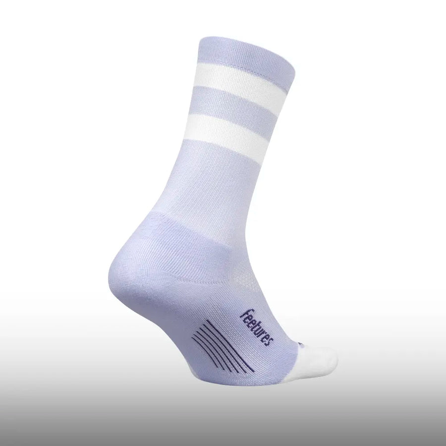 Feetures Elite Light Cushion Mini Crew Lilac High Top Stripe