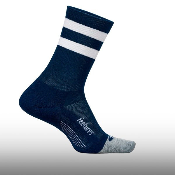 Feetures Elite Light Cushion Mini Crew Navy High Top Stripe