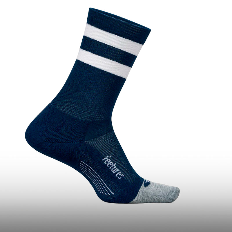 Feetures Elite Light Cushion Mini Crew Navy High Top Stripe