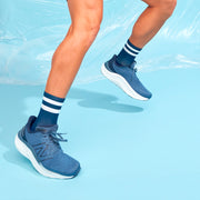 Feetures Elite Light Cushion Mini Crew Navy High Top Stripe