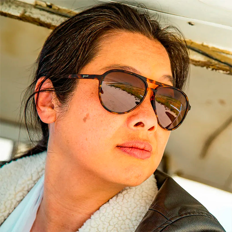 Goodr MACH Gs Amelia Earhart Ghosted Me Brown Tortoise