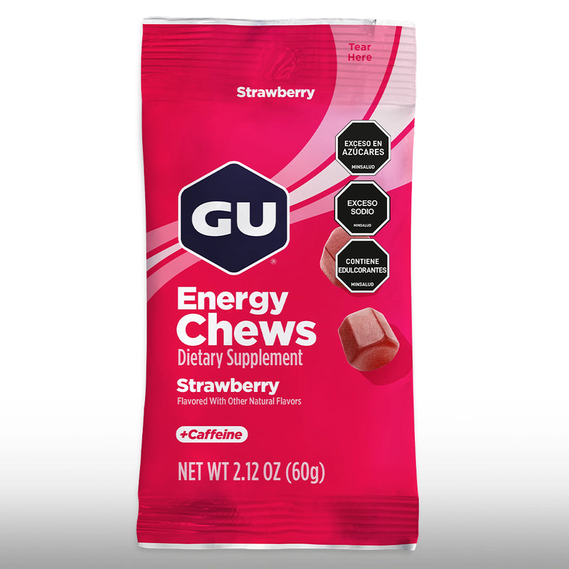 Gu Energy Goma Chews 60g Con Cafeína - Fresa
