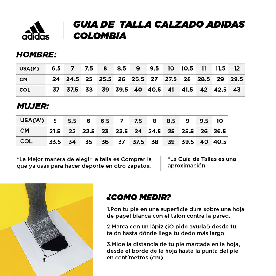 Guia de Tallas Adidas Calzado Hombre Mujer 