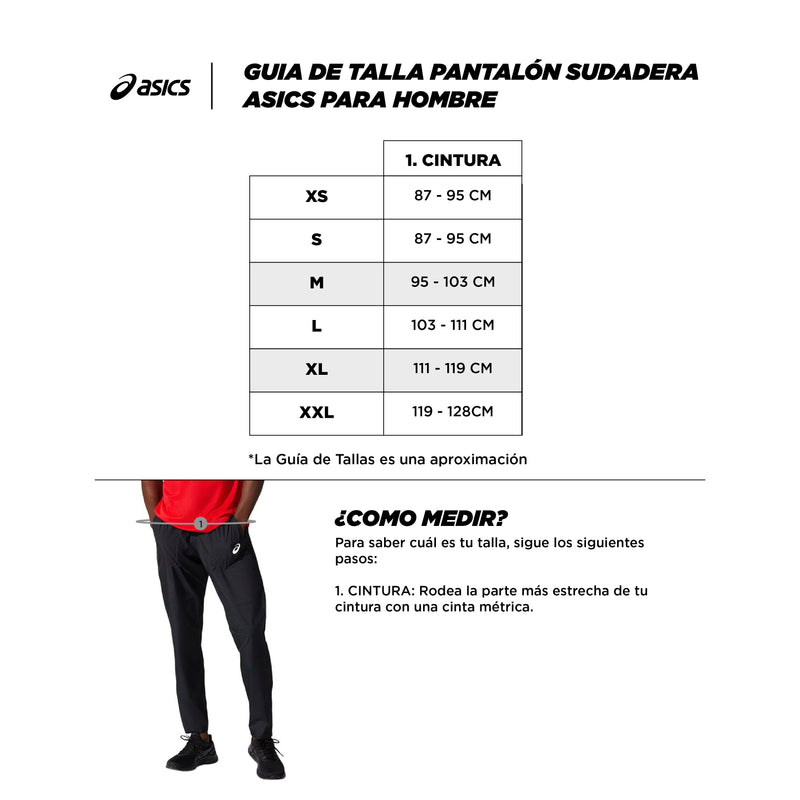 Guia de Tallas Asics Pantalon Sudadera Hombre