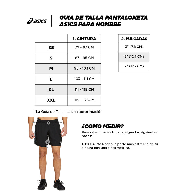 Guia de tallas asics pantaloneta de hombre