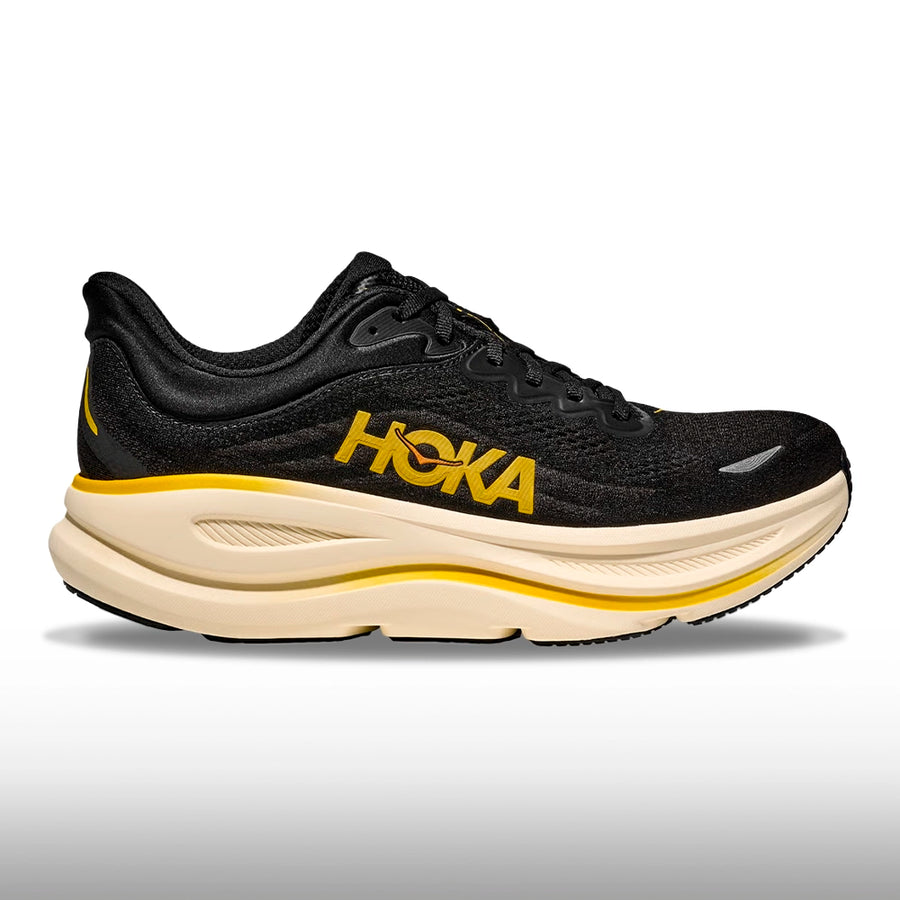 Hoka Bondi 9 Hombre Carbon Black Yellow Gold