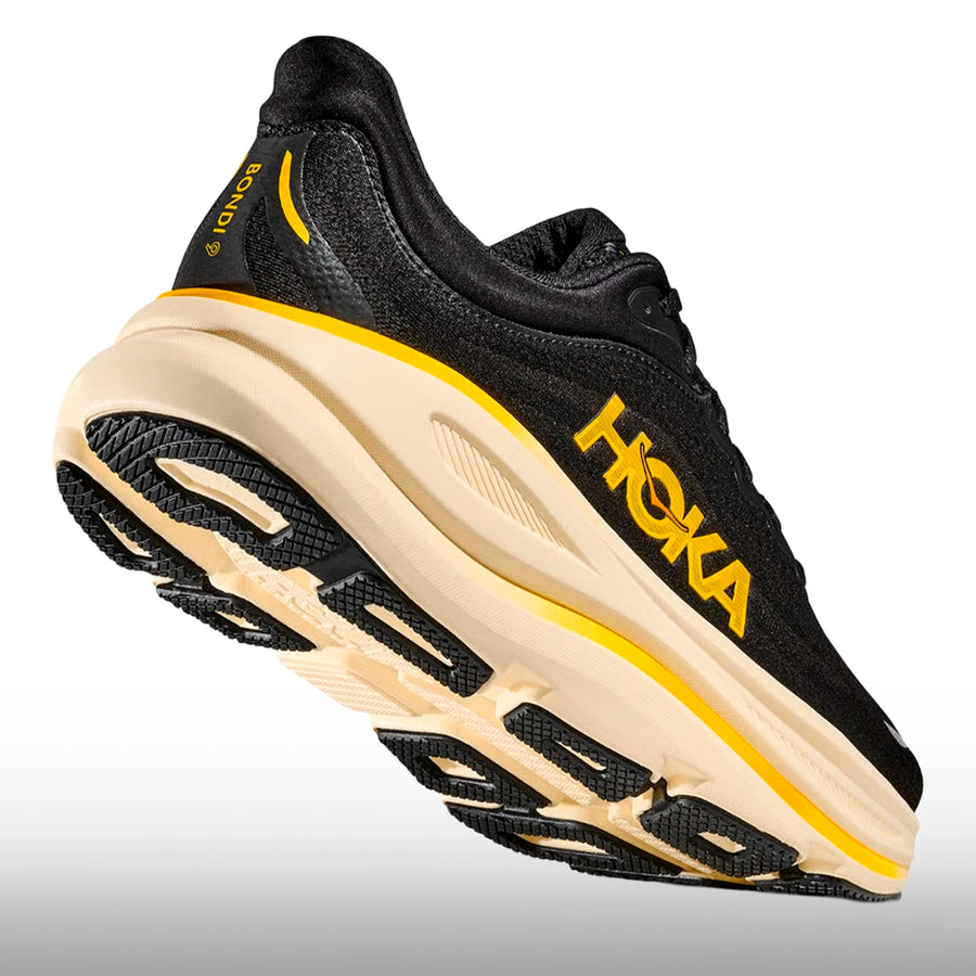 Hoka Bondi 9 Hombre Carbon Black Yellow Gold