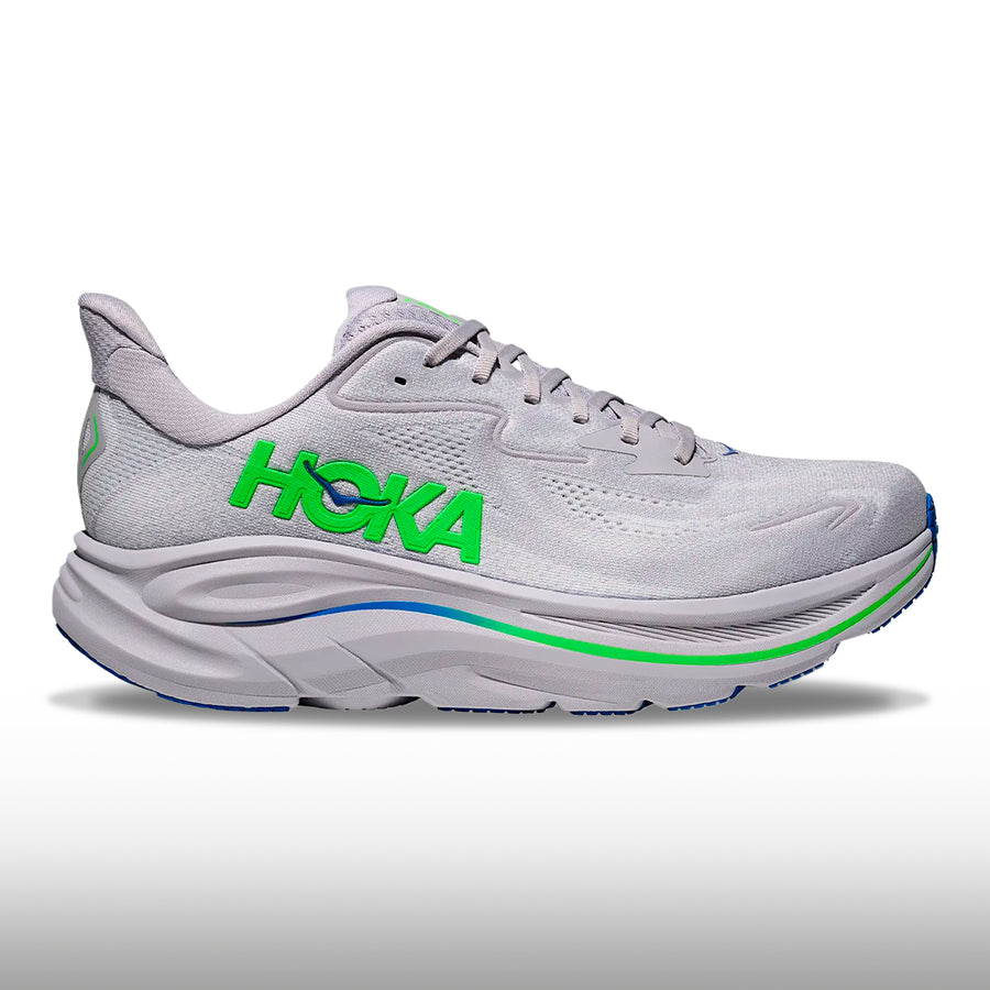 Hoka Clifton 10 Hombre Ash Grey Neon Green