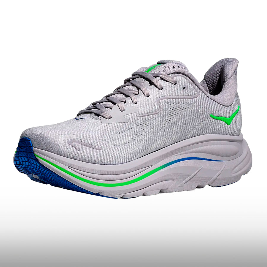 Hoka Clifton 10 Hombre Ash Grey Neon Green