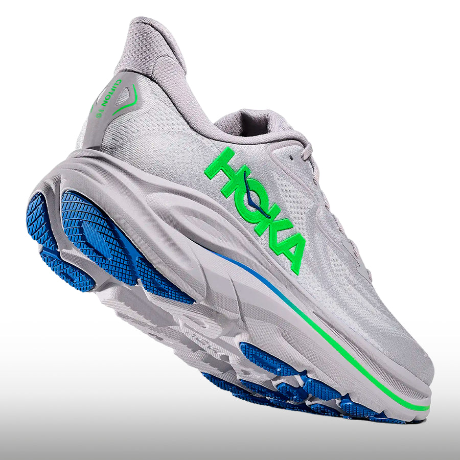 Hoka Clifton 10 Hombre Ash Grey Neon Green