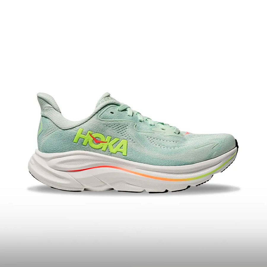 Hoka Clifton 10 Mujer Sea Glass Neon Flame