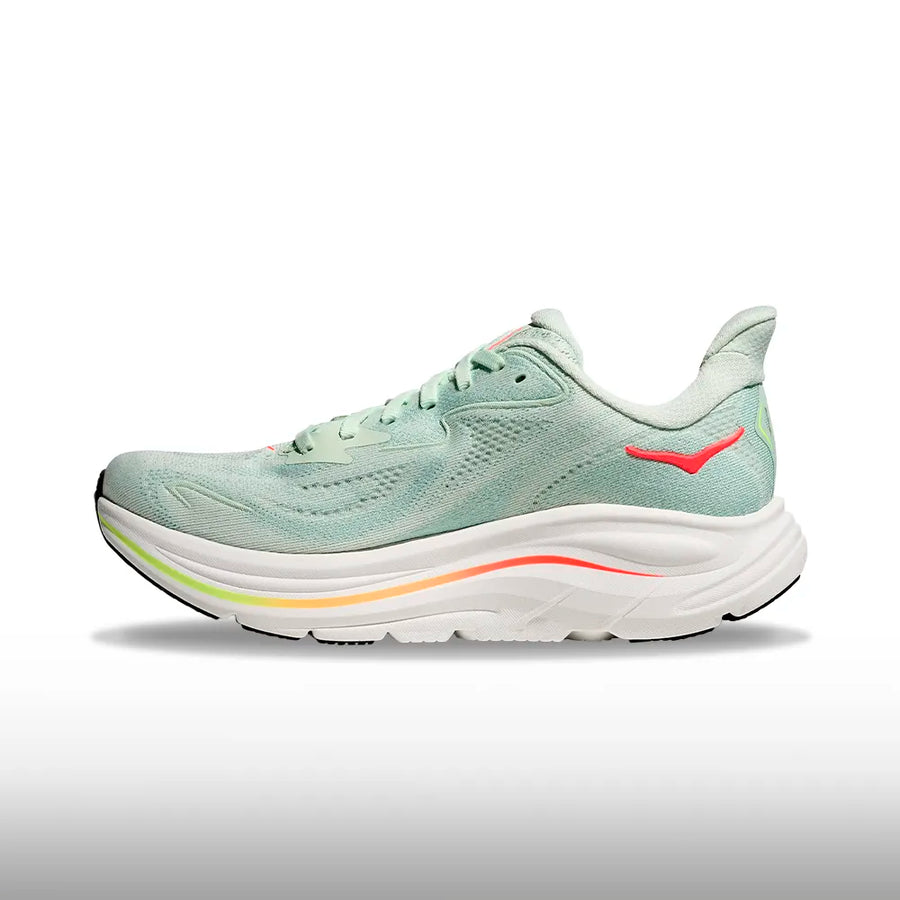 Hoka Clifton 10 Mujer Sea Glass Neon Flame