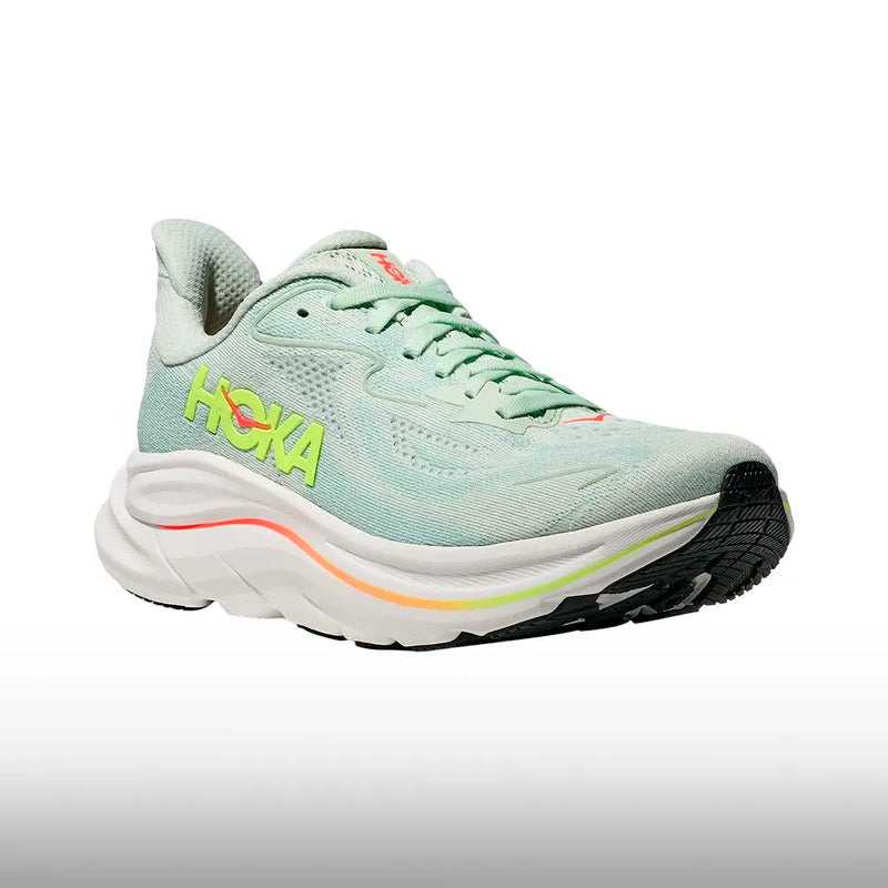 Hoka Clifton 10 Mujer Sea Glass Neon Flame