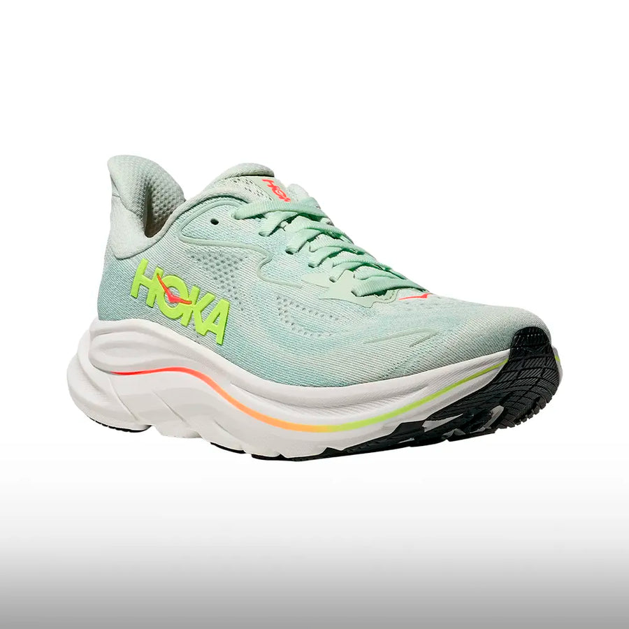 Hoka Clifton 10 Mujer Sea Glass Neon Flame