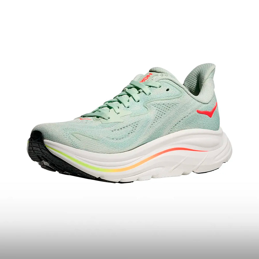 Hoka Clifton 10 Mujer Sea Glass Neon Flame
