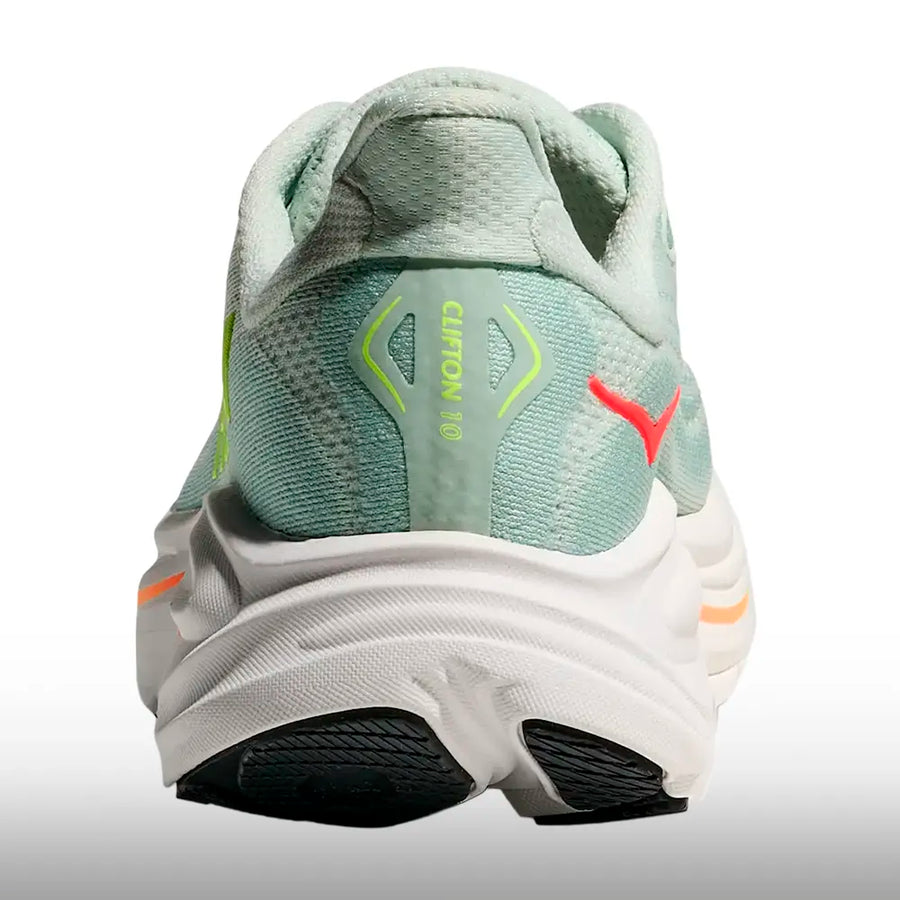 Hoka Clifton 10 Mujer Sea Glass Neon Flame