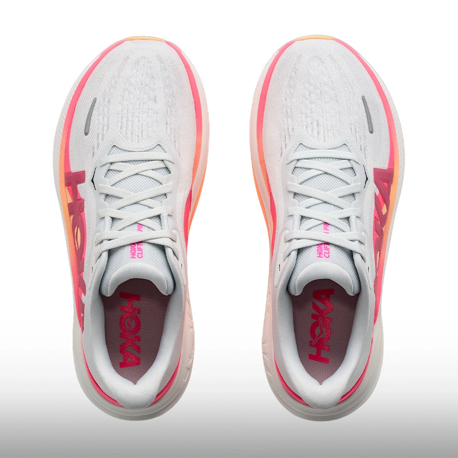 Hoka Clifton Pro Mujer Moonrise Grey Neon Strawberry