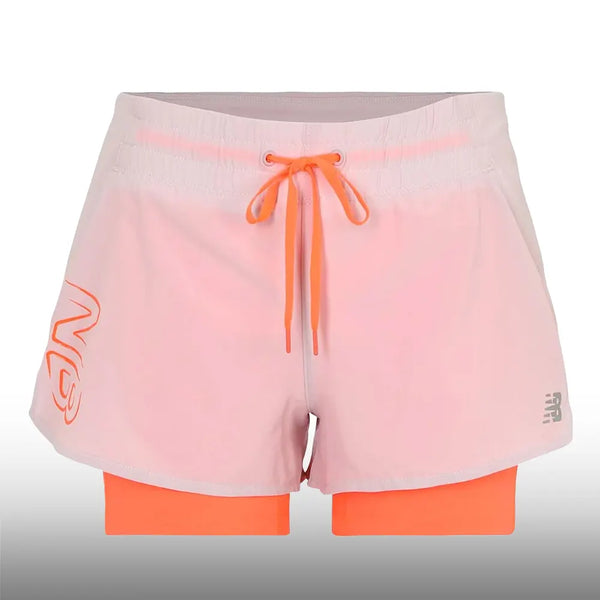 New Balance Short Printed Impact Run 2En1 Mujer Coral