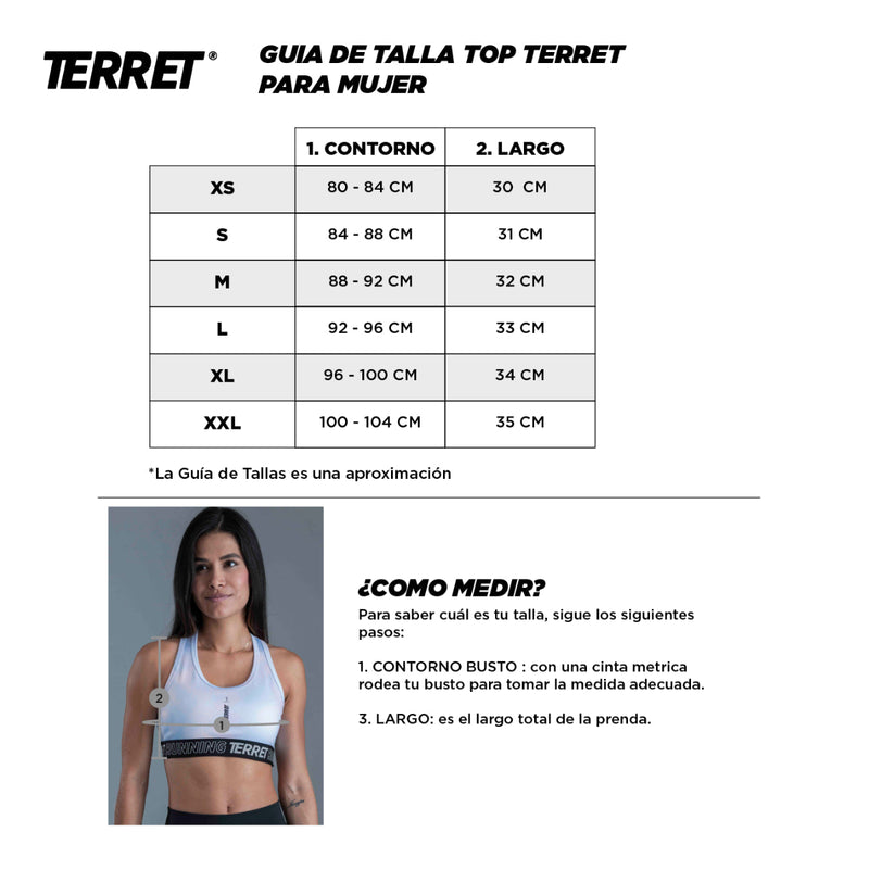 guia de tallas Terret Top Mujer