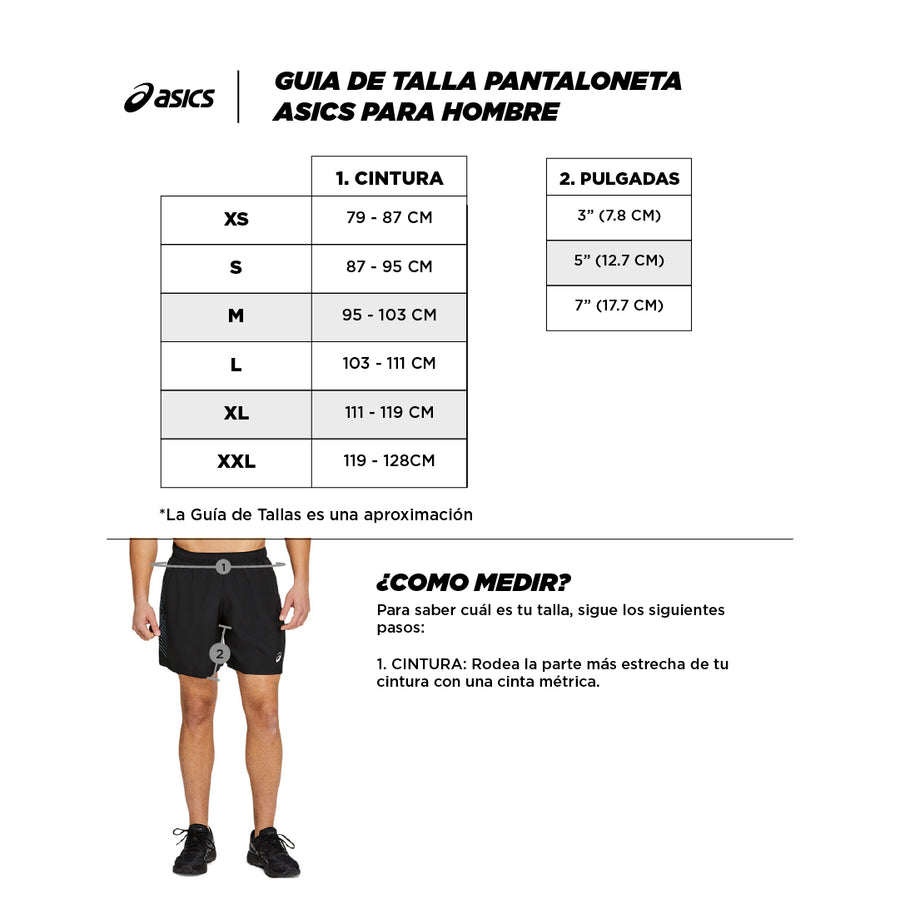 guia de tallas asics pantaloneta hombre