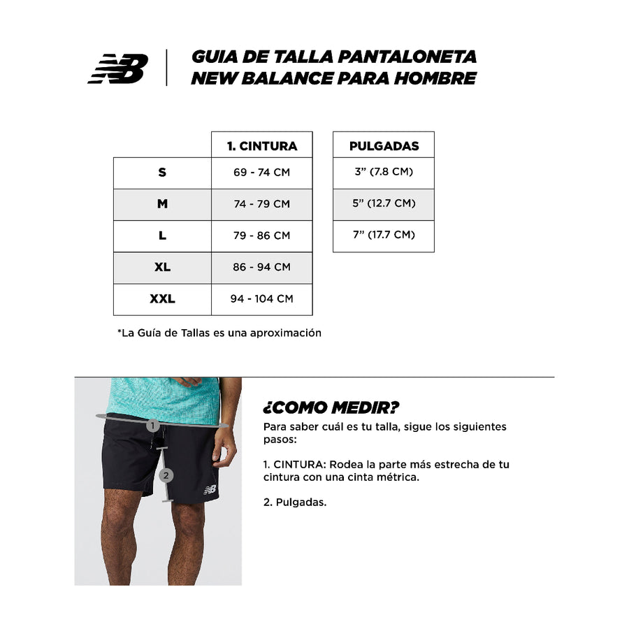 guia de tallas new balance pantaloneta de hombre