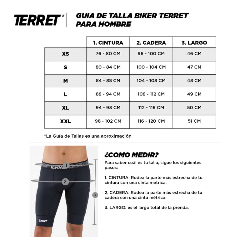 guia de tallas terret licra corta de hombre