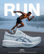 Asics Sonicblast Hombre Arctic Blue Grey Blue campaña Meta Ads corredor colombiano ribera río amanecer variación 2