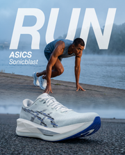 Asics Sonicblast Hombre Arctic Blue Grey Blue campaña Meta Ads corredor colombiano ribera río amanecer variación 1